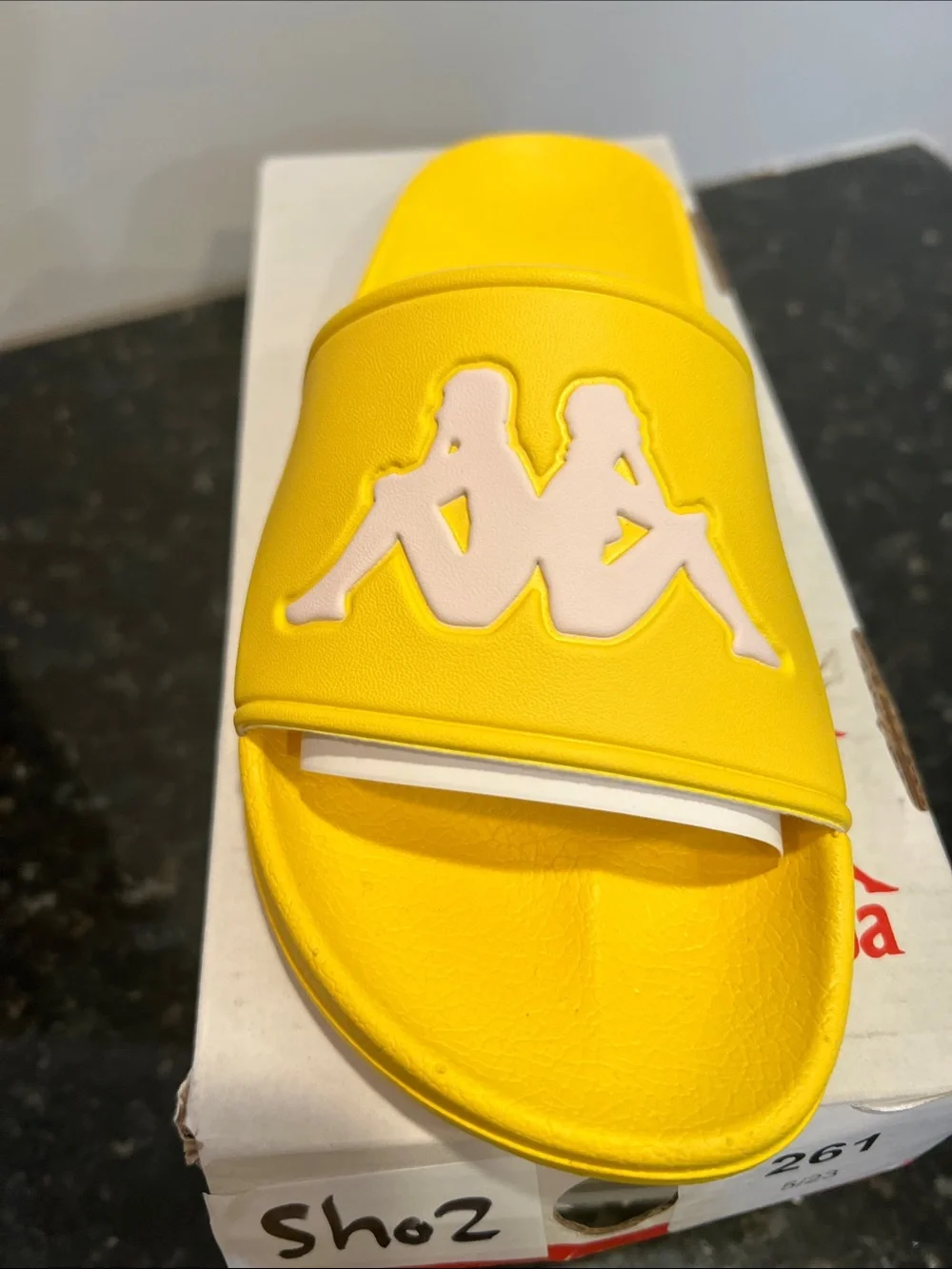Kappa Kids Bright Yellow Logo Slide Sandals  4Y / 5-5.5W